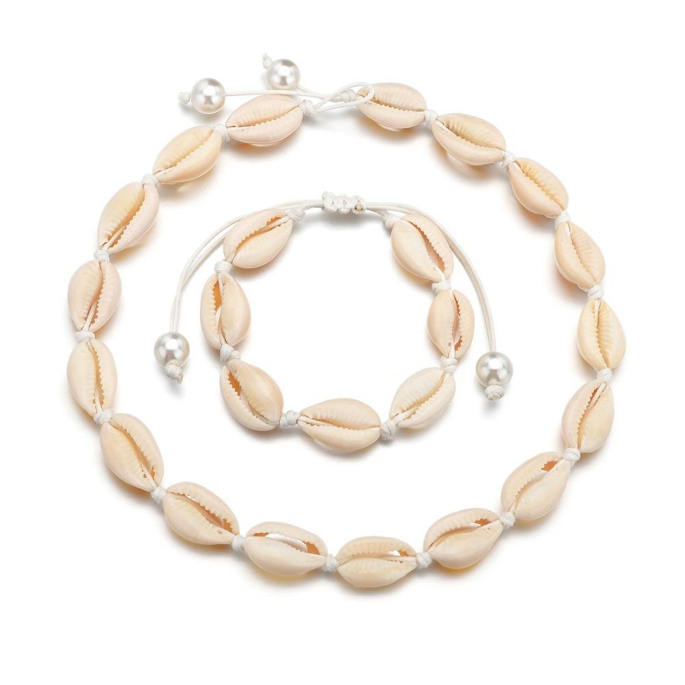 Accessories Boho Vintage Seashell Necklace Bracelet Set Ornament