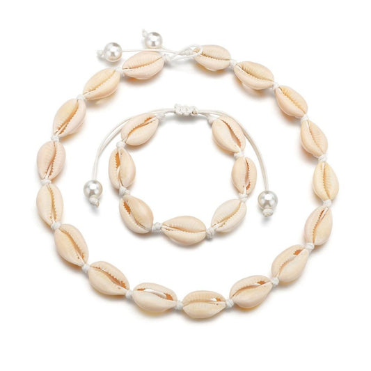 Accessories Boho Vintage Seashell Necklace Bracelet Set Ornament
