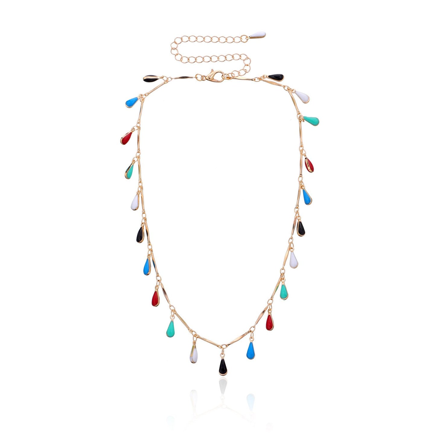 Jewelry Drop Glaze Gem Water Drop Pendant Necklace Female Hip Hop Fashion Trend Colorful Short Money Jewelry