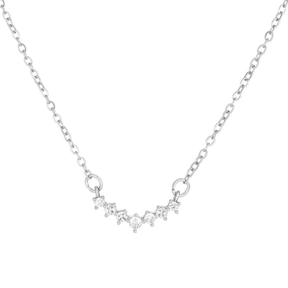 Ins Simple Diamond Necklace Female Retro Fashion Niche Design Curved Pendant Clavicle Chain Temperament Necklace