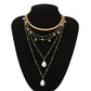 Ornaments simple special-shaped imitation pearl chain necklace temperament round bead tassel multi-layer geometric necklace