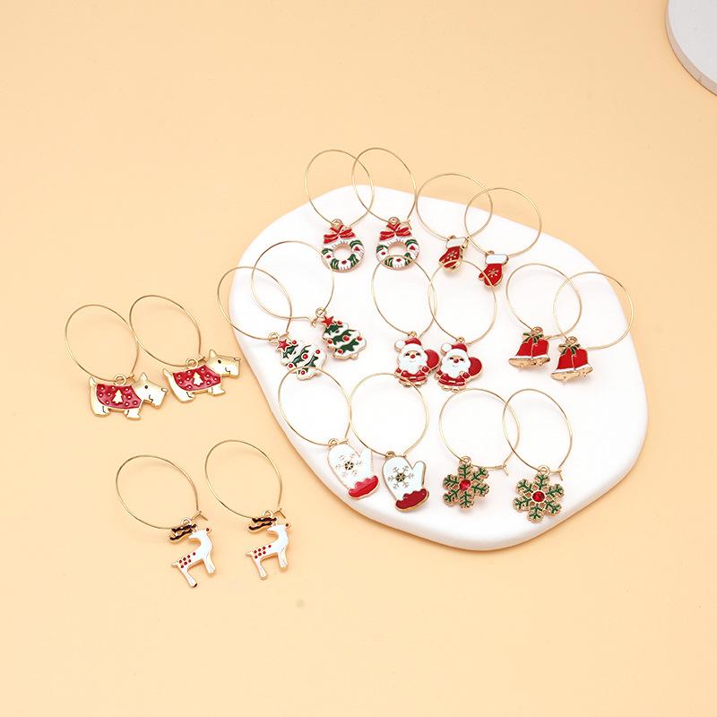 Christmas ornaments, Christmas elements, diamonds, snowflakes, bells, earrings, Christmas gifts, earrings, women