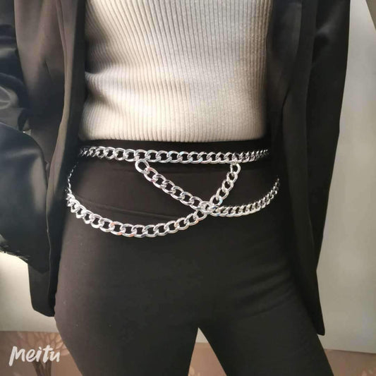 Jewelry Personality Geometric Thick Chain Body Chain Fashion Creative Simple Chain Cross Tassel Waist Chain