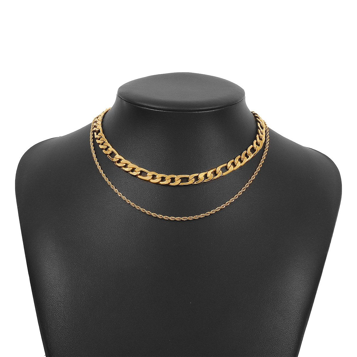 N8889 double-layer stacked necklace Cuban chain hip-hop punk necklace niche geometric personality clavicle chain