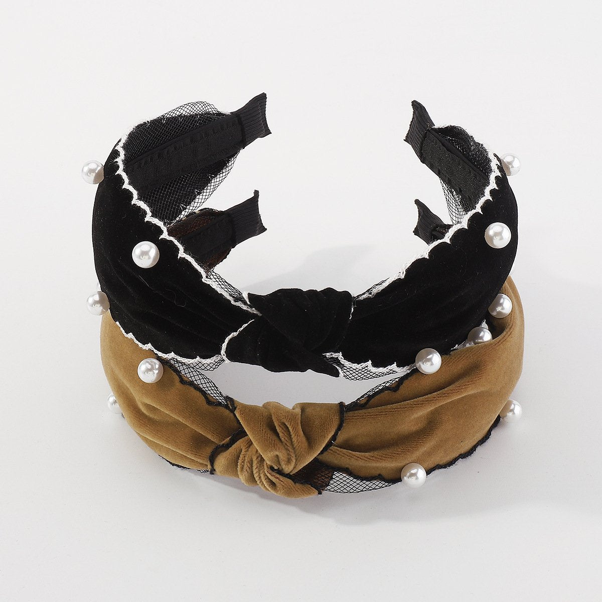 F5279 velvet temperament knotted hair hoop nail bead lace retro head hoop personality simple fashion hairpin female