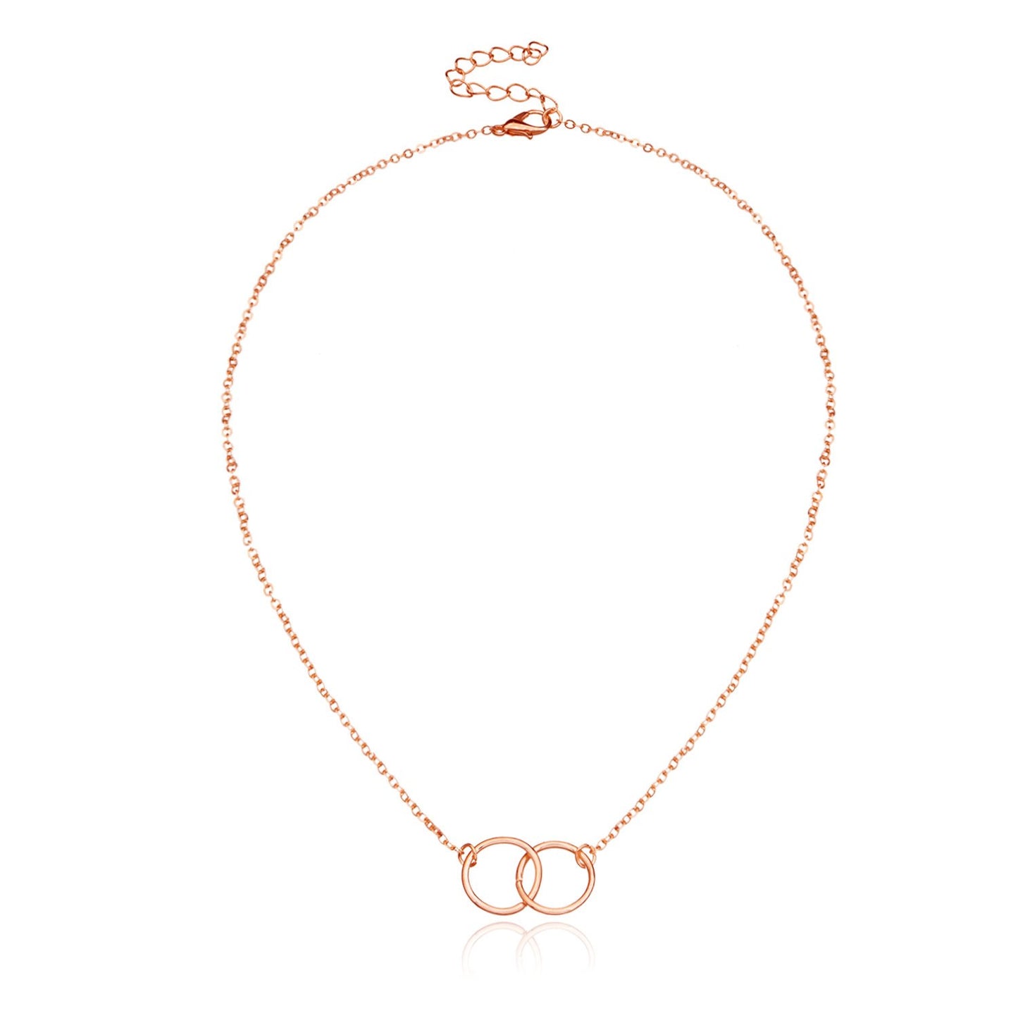 Women's Alloy Copper Circle Pendant Clavicle Chain Fashion Double Circle Accessories Necklace Jewelry