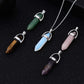Fashion Agate Hexagon Pillar Pendant Necklace Simple Clavicle Chain Jewelry