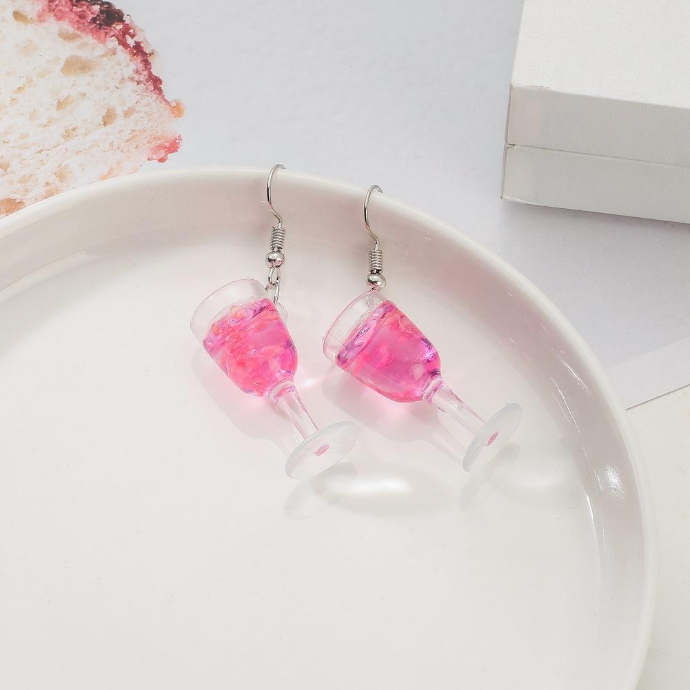 ETSY handmade creative earrings fun goblet wine glass resin earrings earrings earrings personality ear jewelry