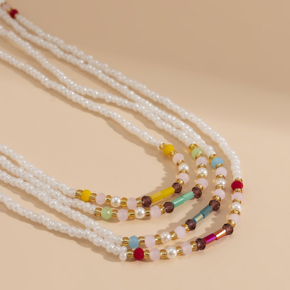 Jewelry Ethnic Elastic Beads Body Chain Creative Mixed Color Beaded Imitation Crystal Waist Chain Set