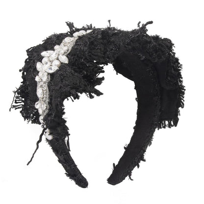 F3672 Fashion retro hair hoop diamond-studded imitation pearl temperament hair accessories fabric art celebrity palace head hoop female