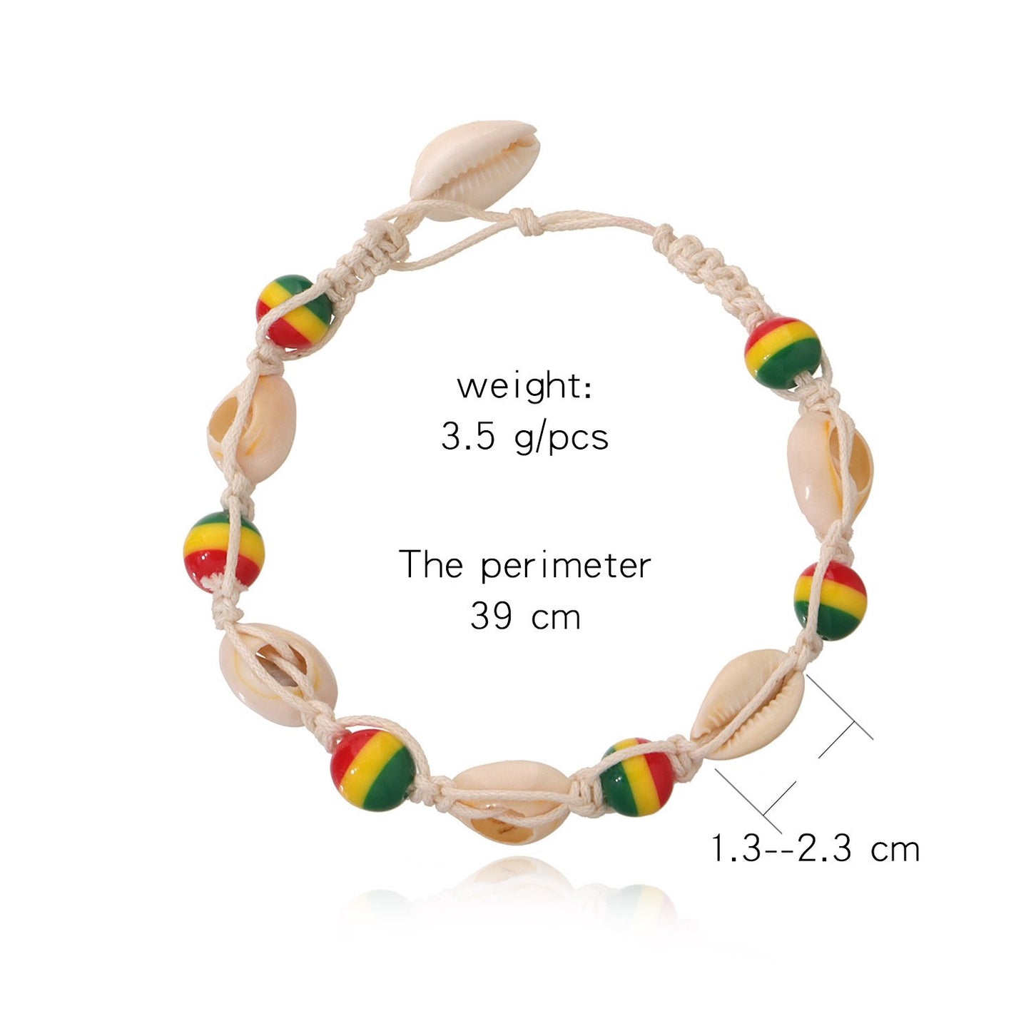 Accessories hand-woven rope colorful beads shell pendant popular beach anklet for women