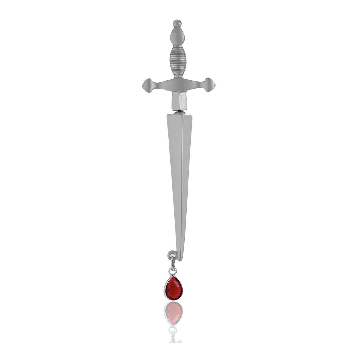 Jewelry Retro Fashion Street Shooting Single Earring Personality Sword-shaped Blood Drop Gemstone Pendant Earrings Female