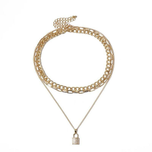 Jewelry multi-layer necklace hip-hop metal thin chain long clavicle chain autumn and winter high-end pendant
