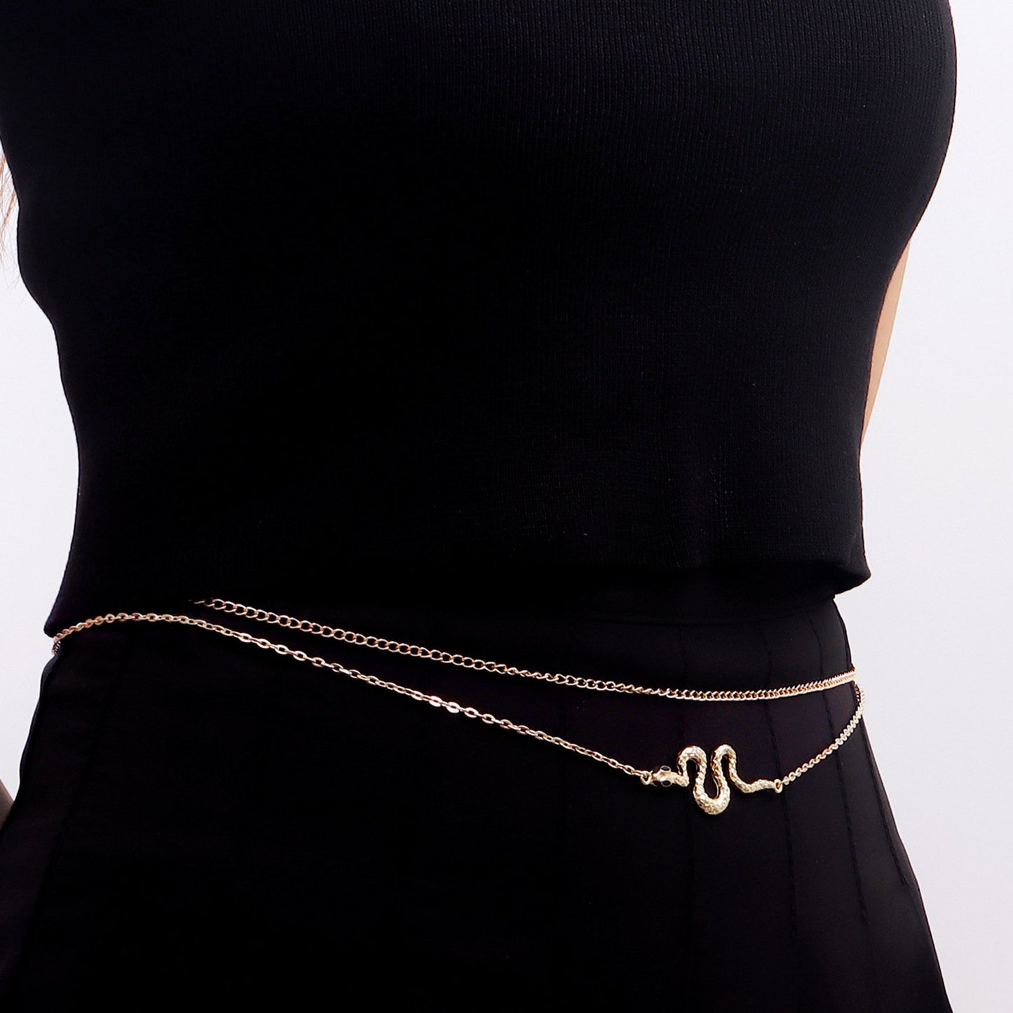 Jewelry Sexy Versatile Geometric Double Layer Snake Pendant Waist Chain Female Personality Smooth Punk Body Chain