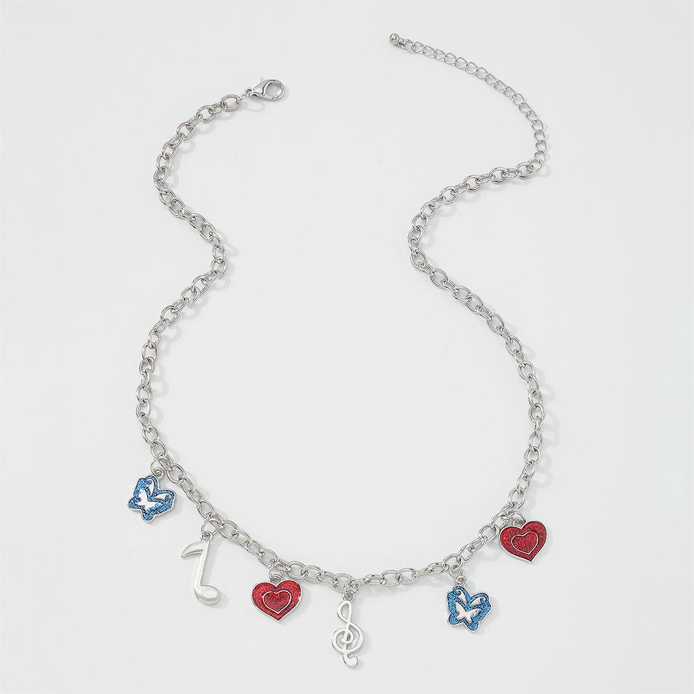N974 Jewelry Metal Texture Heart Butterfly Necklace Temperament Fashion Creative Oil Drip Necklace Women