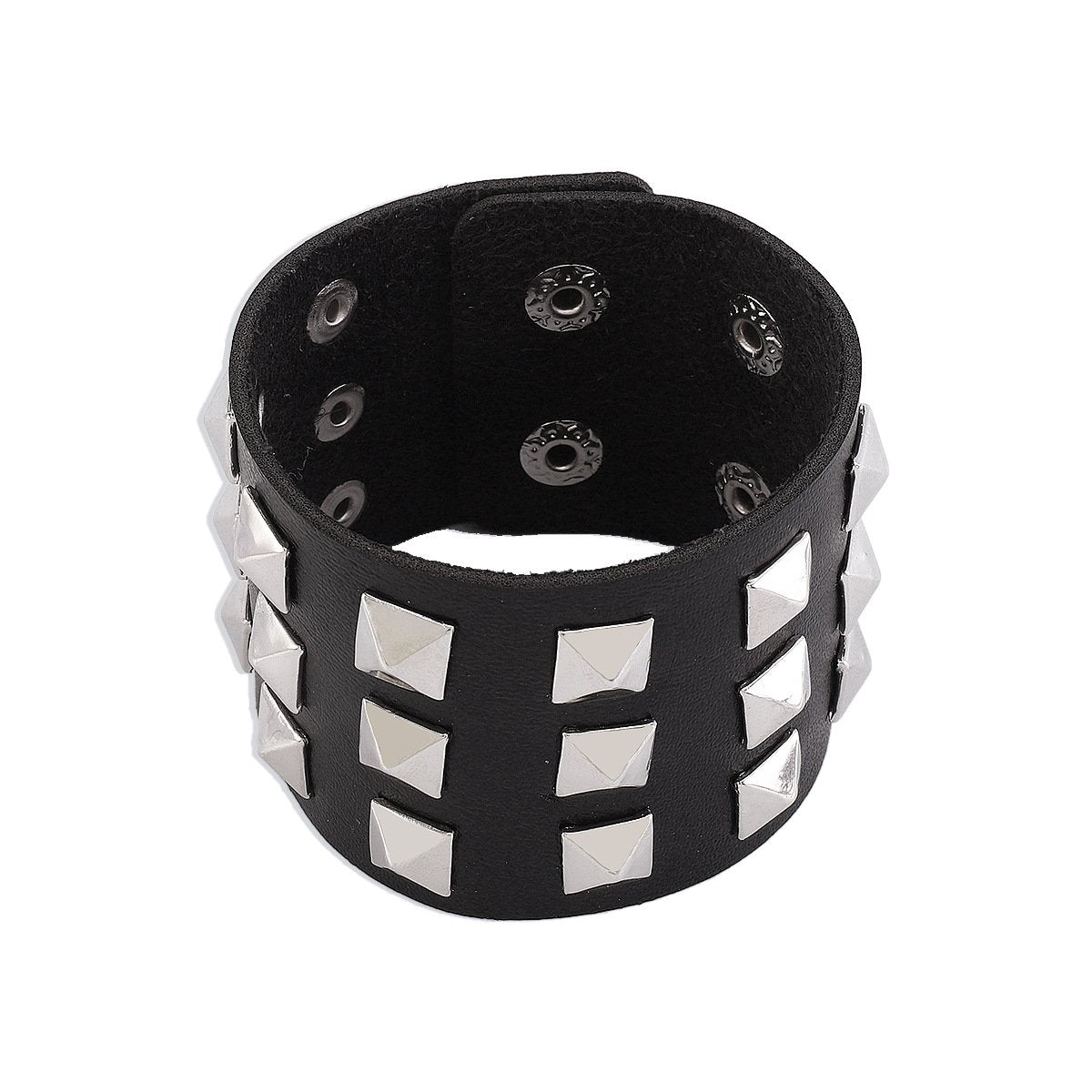 B1749TikTok Exaggerated Rhombus Rivet PU Leather Hand Decoration Punk Night Bracelet