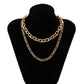 Jewelry Versatile Geometric Hollow Metal Necklace Simple Cross Chain Clavicle Double Layer Necklace Women