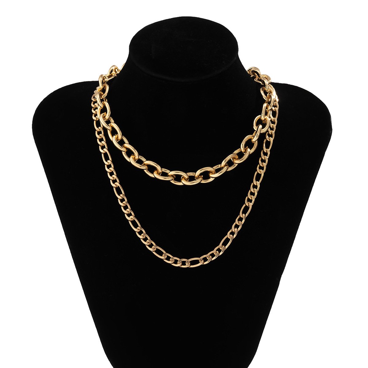 Jewelry Versatile Geometric Hollow Metal Necklace Simple Cross Chain Clavicle Double Layer Necklace Women