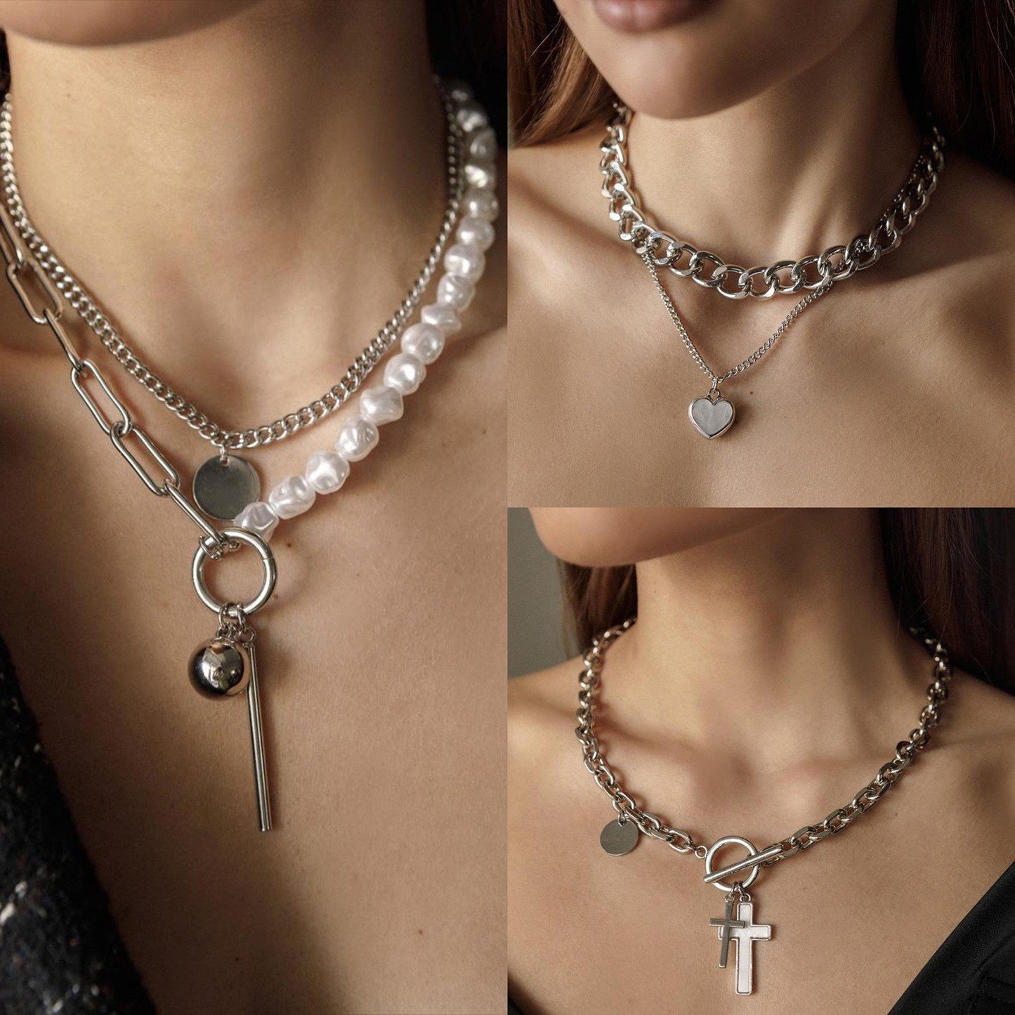Jewelry INS cross love mother-of-pearl necklace necklace female sweater chain trendy matching accessories