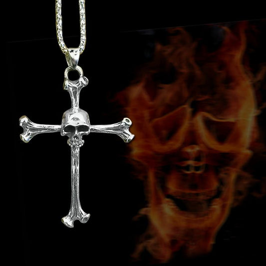 Men's Skull Personality Pendant Necklace Cross Religion Punk Hip Hop Ghost Skull Jewelry