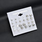 Fashion Jewelry Set Earrings 12 Pairs Square Imitation Zircon Stud Earrings Peach Heart Diamond Earrings