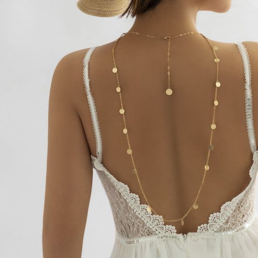 Jewelry Tassel Sequins Bride Hanging Neck Back Chain Beach Temperament Metal Necklace Body Chain