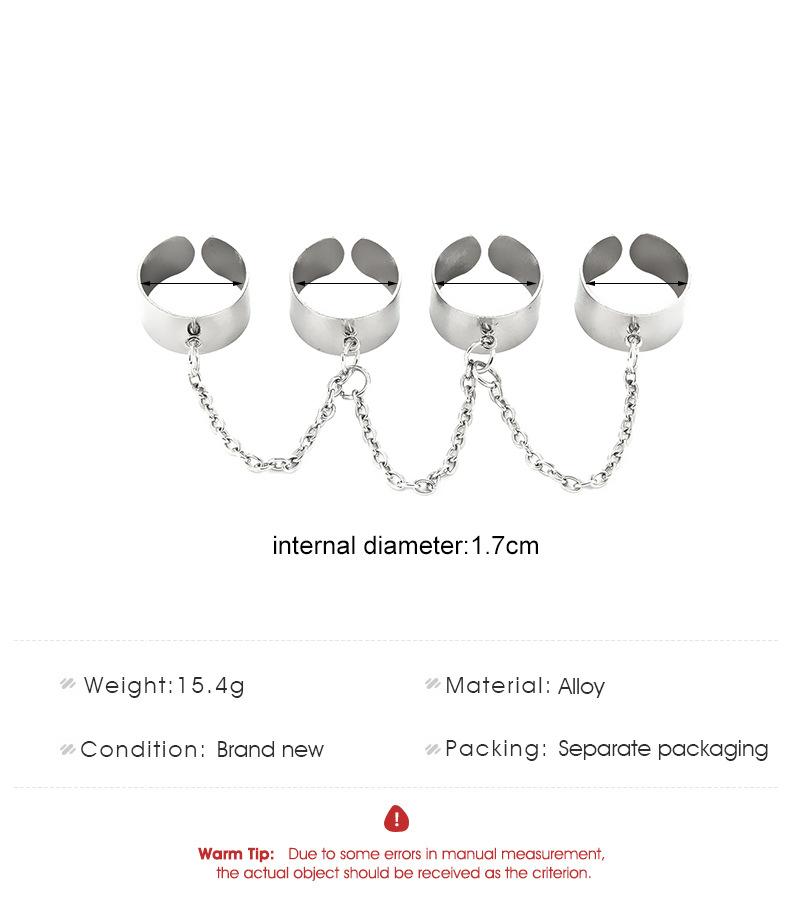 Punk net red chain combination ring personality design sense one-piece open ring set men and women the same style