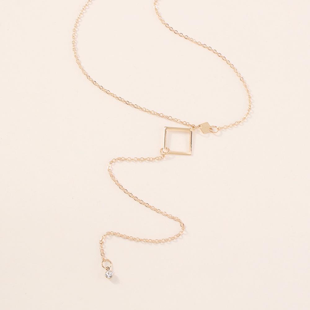 N8145 Jewelry Simple Long Fashion Pendant Women's Creative Square Diamond Necklace Necklace