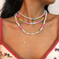 N9613 Multi-layer Color Rice Bead Necklace Geometric Pearl Temperament Necklace Fashion Personality Creative Necklace Women