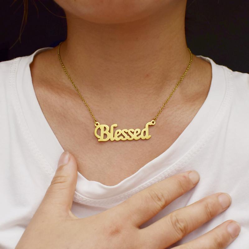 Blessed Necklace Simple Creative Alphabet Pendant Lucky Couple Gift