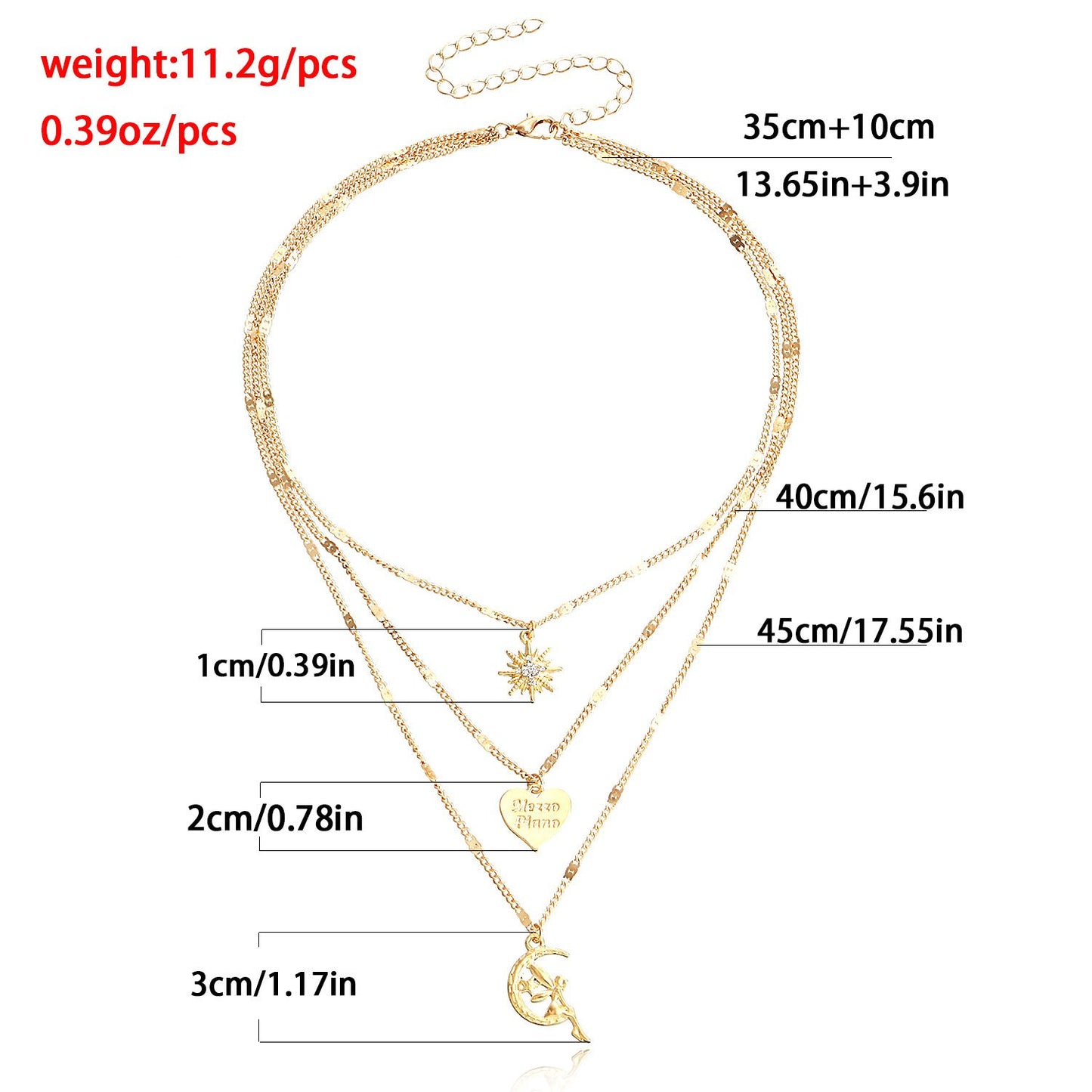 Jewelry fashion multi-layer gold retro love necklace niche design octagon clavicle chain