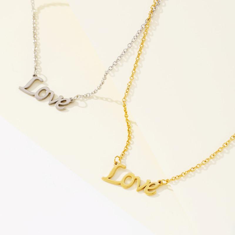Titanium steel jewelry female lettering love pendant clavicle chain letter necklace female niche design sense