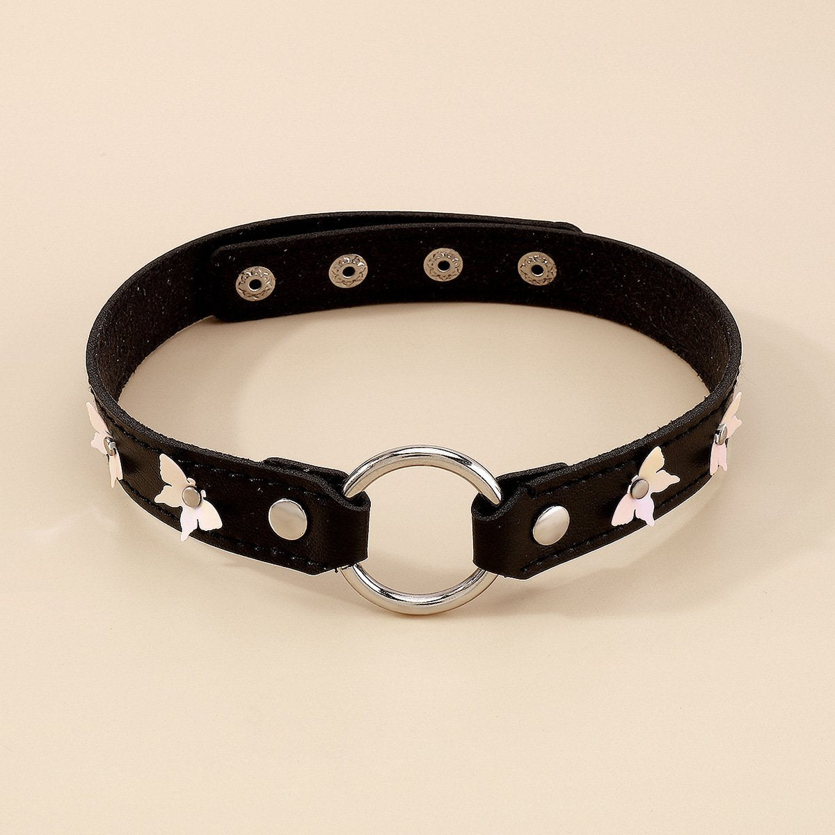 N1696 Harajuku Net Red Fashion PU Leather Necklace Coil Personality Dark Butterfly Sweet Necklace Female