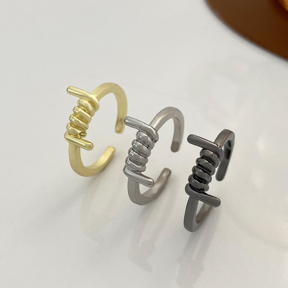 ins simple knotted ring fashion creative metal geometric opening index finger ring personality ring