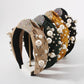 F396 Retro Temperament Hair Accessories Fashion Cross Knotted Imitation Pearl Headband Diamond Anti-slip Headband