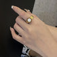 Stainless steel Roman numeral ring real mother-of-pearl disc compass ring female ring 18K gold jewelry