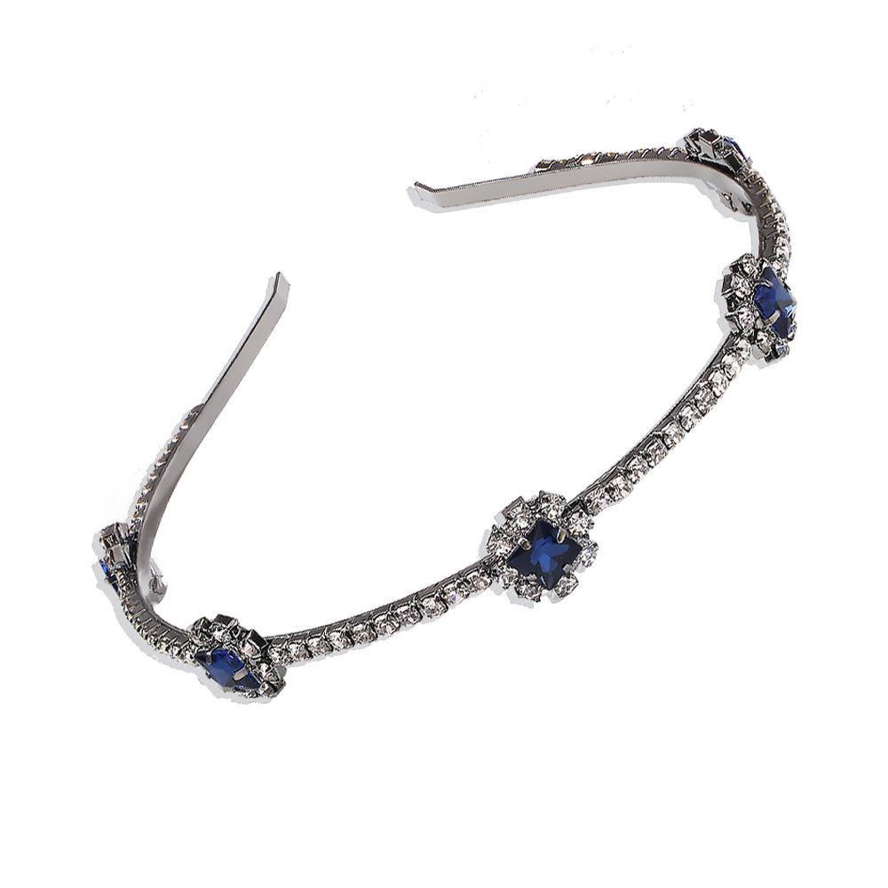 F219 trendy retro blue diamond headband personalized all-match bridal hair accessories for women