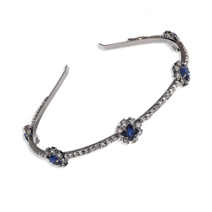 F219 trendy retro blue diamond headband personalized all-match bridal hair accessories for women