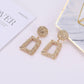 Exaggerated Atmospheric Matte Trendy Geometric Earrings Creative Personality Embossed Trapezoidal Long Metal Earrings