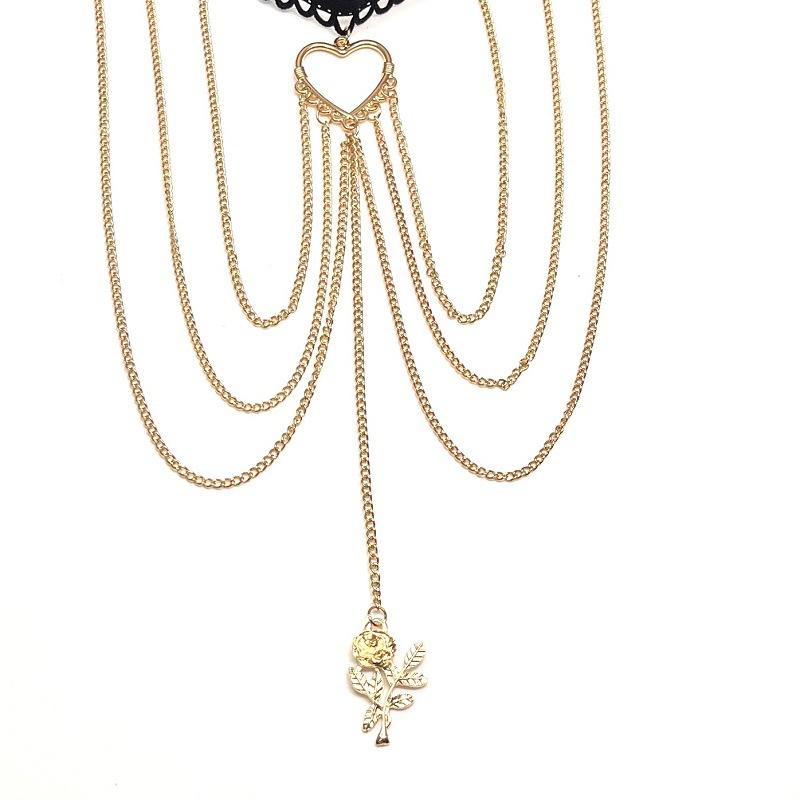 Jewelry fashion love rose pendant leg chain tassel multi-layer leg chain love body chain female