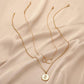 Trendy fashion simple ladies design double rose coin irregular circle necklace