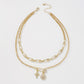 N8838 Jewelry paper clip love full of diamond temperament necklace female creative double-layer trendy necklace