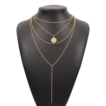 N9687 creative multi-layer necklace niche design simple necklace portrait pendant retro necklace female