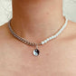 Trendy Hip Hop Yin Yang Tai Chi Necklace Retro Cold Imitation Pearl Stitching Asymmetric Clavicle Chain Female
