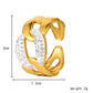 Niche design titanium steel ring micro-studded with diamonds braided open ring vacuum-plated 18K gold jewelry
