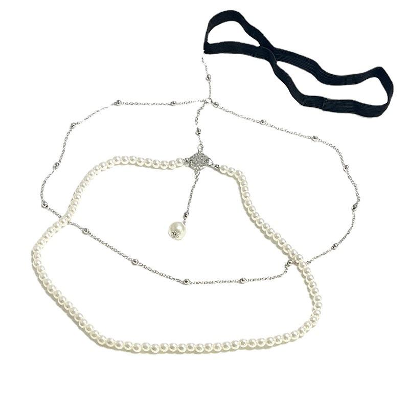 Fashion pearl chain leg chain female exaggerated multi-layer leg chain bikini beach sexy body chain jewelry
