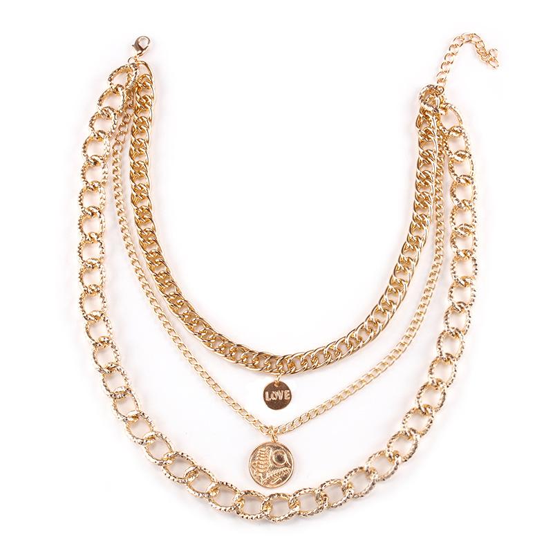 Multi-layer necklace female ins cold hip-hop fashion simple design trend letter pendant