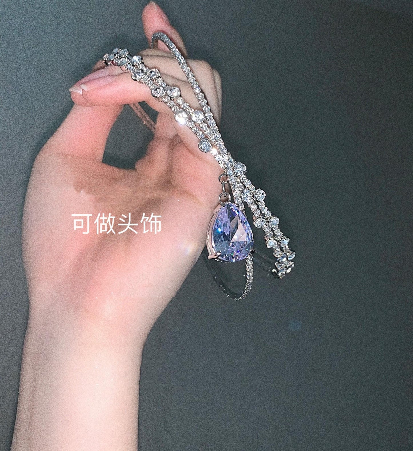 Simple personality design choker hairpin rhinestone collar choker water drop pendant necklace necklace