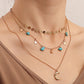 Jewelry trendy multi-layer natural turquoise crescent pendant necklace female ins hot girl necklace