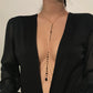 Personalized black crystal chest chain simple tassel body chain feminine multi-layer crystal integrated necklace accessories